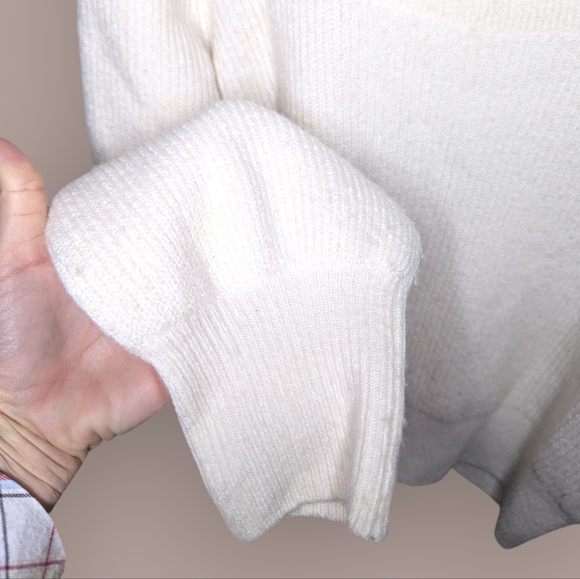 Madewell Melwood Coziest Yarn Cream Wool Square Neck Pullover Sweater Size Large - Picture 4 of 8